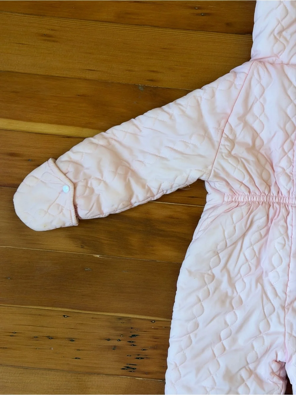Vintage Cradlecraft Quilted Hooded Baby Snowsuit in Light Pink Size L
